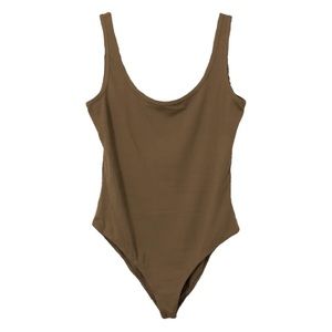 Basic Army Green Tank Top Bodysuit
